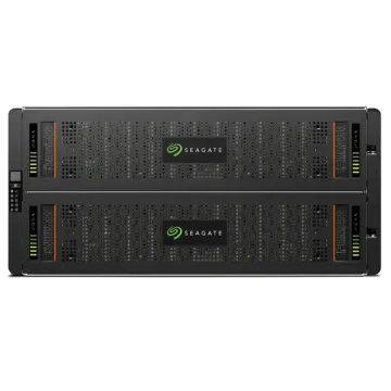 Face avant du Seagate Exos X 5U84 avec 84 baies disques 3.5 ou 2.5 pouces SAS ou SSD