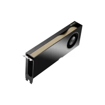 Carte PNY NVIDIA A800 40GB vue du dessus avec grille latérale dorée et turbine