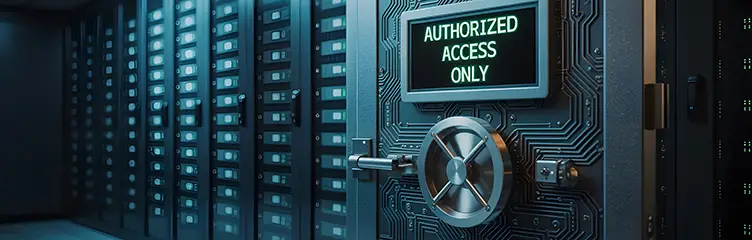 Illustration d’un coffre-fort numérique sécurisant un datacenter pour représenter l’Air Gap