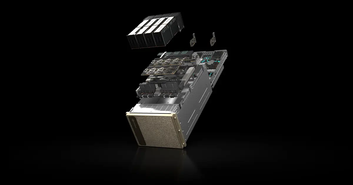 NVIDIA DGX H200, plateforme serveur avec GPUs H100/H200 pour clusters IA en 2025